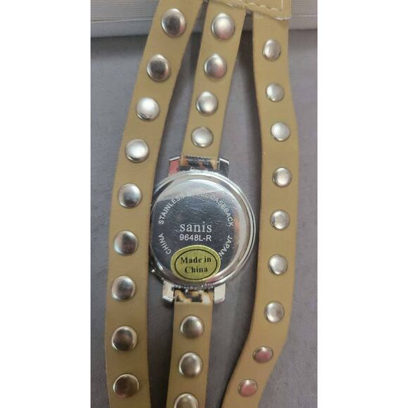 Sanis 9648l-r Stainless Steel Caseback China Japan Leopard Print Watch with Case - Picture 3 of 3